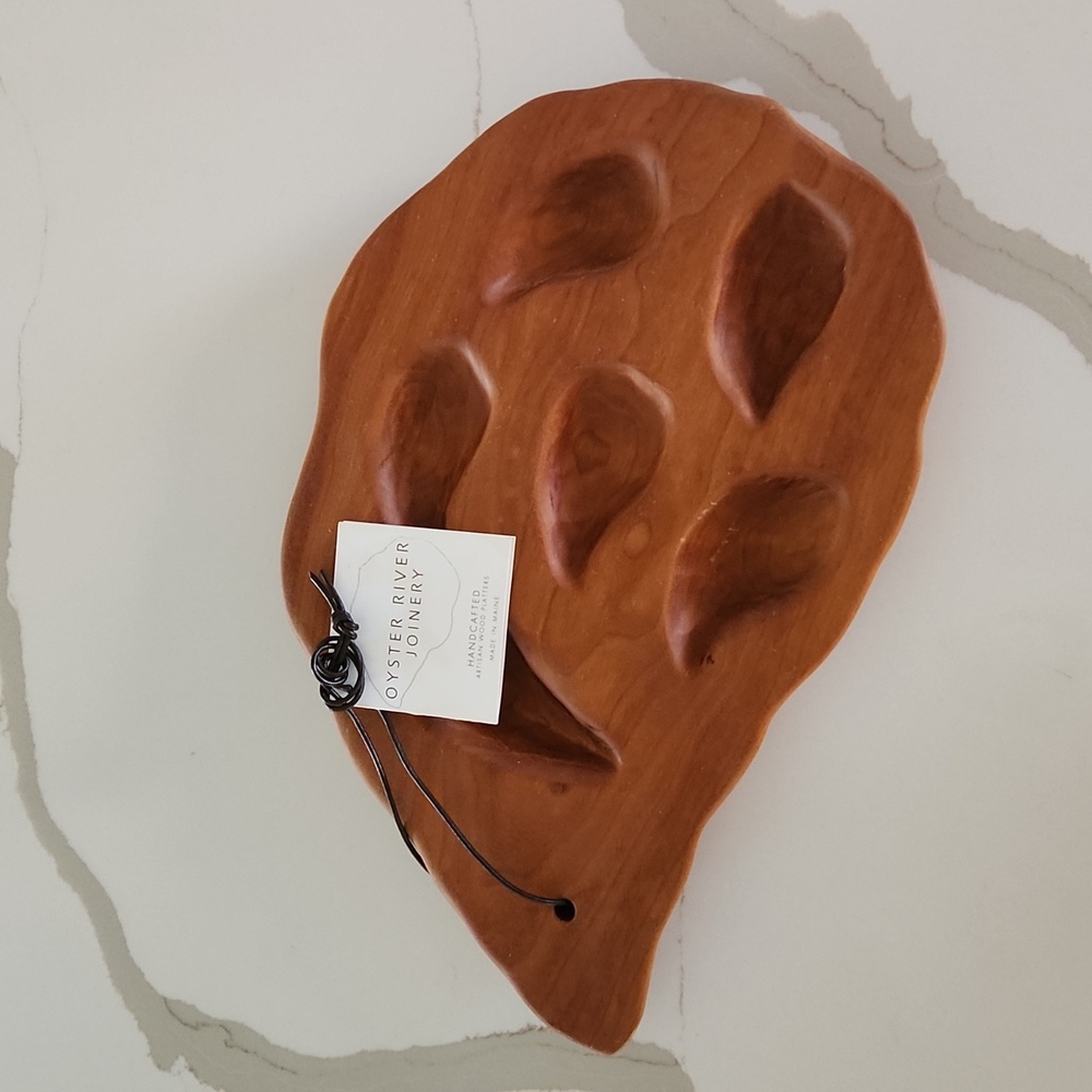 Six Well Oyster Platter - Cherry - Oyster River Joinery